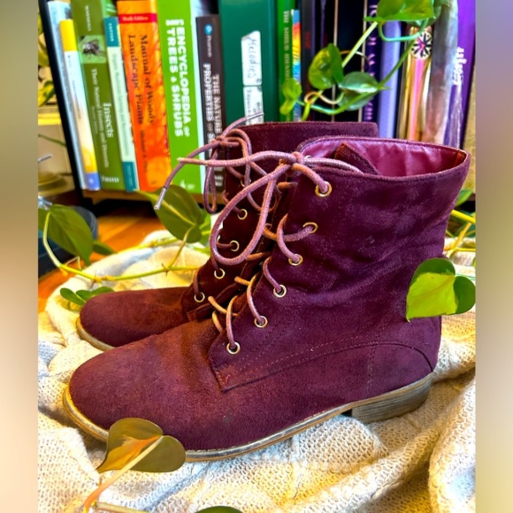 Maroon Suede Lace up boots